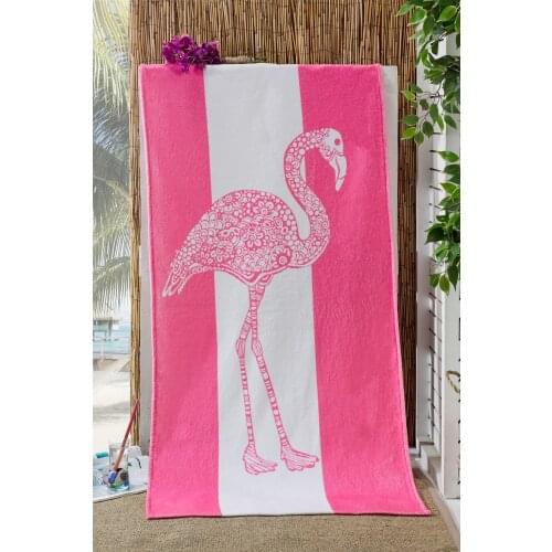 Eumenia Flamingo 70x155cm Printed Pink Beach Towel
