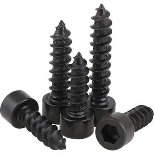 GuHua Black Hexagon Socket cheese Head Self Tapping Screws 8.8 High Strength Hex Socket Cup Head Tip Tapping Screws M4M5M6 10PCS