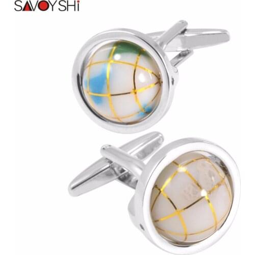 SAVOYSHI Novelty Ball Cufflinks for Mens Shirt Cuff buttons High Quality Brand Moving Globe Cuff links Fashion Men Jewelry Gift