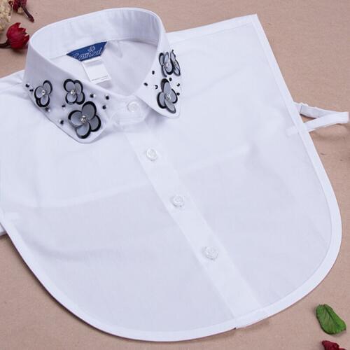 Removable decorative Decorative women colorful crstal Beaded ladies Doll collar swan blouse collier femme solid cotton