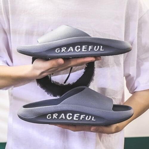 WEH Slippers for men house slides Letter EVA Thick Sole Bedroom Mute bath Shoes Nons-lip Home indoor slippers women Sandals