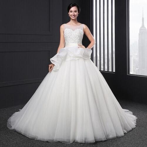 SL-024 wedding dress 2020 boho tulle beaded sequin simples princesse ball gown civil beyaz invitada musulmane long dresses