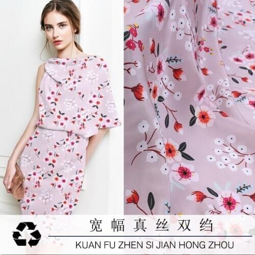 Digital printing natural silk fabrics soft silk crepe de chine dresses shirts mulberry silk fashion fabrics