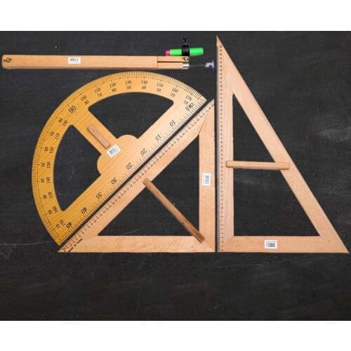 Solid wood teacher' triangle board ruler protractor blackboard multi-purpose compass 50cm triangle ruler set large teaching aids