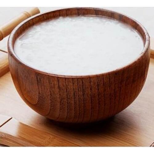 Solid Wood Round Bowl Wooden Dessert Salad Pasta Soup Food Brown Rice Bowls Kitchen Utensils SUB Sale