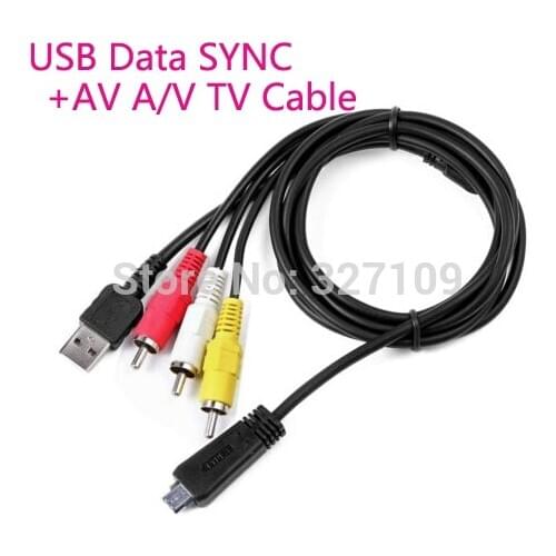 USB Data SYNC+AV A/V TV Cable Cord Lead for Sony CyberShot T99C T99DC HX7 WX5C W360 W570 WX30
