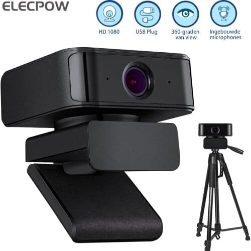 Elecpow Webcam 1080P Full HD Web Cam With Microphone USB 360° Automatic Tracking Face Mini Webcamera For PC Laptop Teacher Live