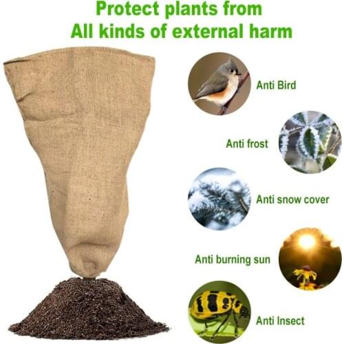 Vintage Natural Burlap Winter Plant Protection Cover Frost FruitTree Potted Blanket Plant Protection Bag Plant DIY Bag Gardening