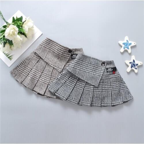Baby Girls Skirts Kids High Waist Pleated Soft A-Line Plaid Outfits Student Uniform School Children Clothing for 1-6T