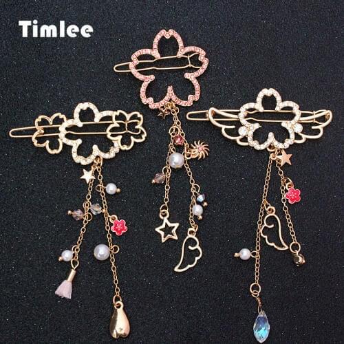 Timlee H031 Free shipping Grace Fashion Cherry blossoms Wing Stars Tassels Hair Clip Barrettes Lovely Hair Accessary wholesale