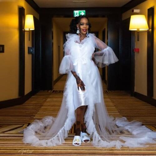 Two Pieces Tulle Dress For Women With Sling Maternity Tulle Robes Birthday Gowns For Photo Shoot Slit Beach Bridal Robes