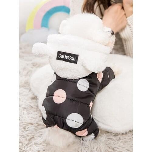 Winter Dog Clothes Hoodie Coat Big Polka Dot Cotton Coat Thicken Winter Warm Clothes for Small Dogs Puppy Sweater Dogs Pets