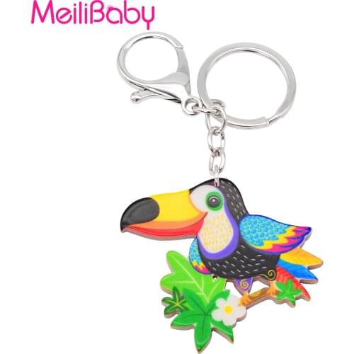 1Pc New Cute Cartoon Acrylic Keychain Toucan Bird Animal Key Chain Jewelry For Women Boy Girl Student Gift Mens Car Accessory