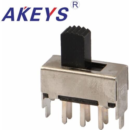 10PCS SS-22F08 2P2T Double pole double throw 2 position slide switch DIP 6 pin verticle type with 2 fixed pin
