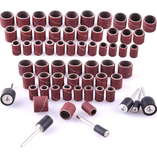 100Pcs Sanding Bands Sanding Band Drum Grit Sandpaper + 2 Mandrel For Sand Shape Groove Woods Fiberglass Dremel Rotary Tool