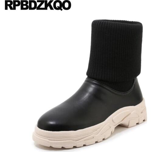 12 44 Harajuku Short Flatform Women Big Size Plus White Platform Boots Ankle Fall 13 45 Shoes 11 Black Knit Muffin 2021 Winter