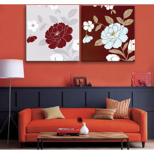 2panels canvas painting monopoly Modular pictures undertale Yellow bird cherry vintage flower painting poster Painting