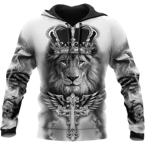2020 Fashion Mens hoodies Easter Jesus Lion King 3D Printed Hoodie Sweatshirt Harajuku Streetwear Unisex Casual Jacket Tracksuit