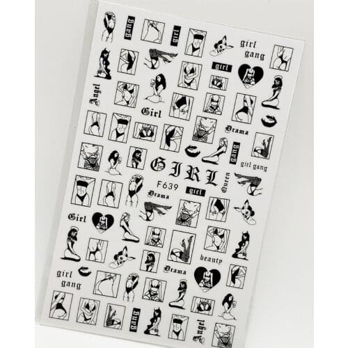 3D Nail Sticker Black Girl Square Slider Nails Art Decoration Wraps Decals Design Adhesive Manicure Tips Stickers Pegatina