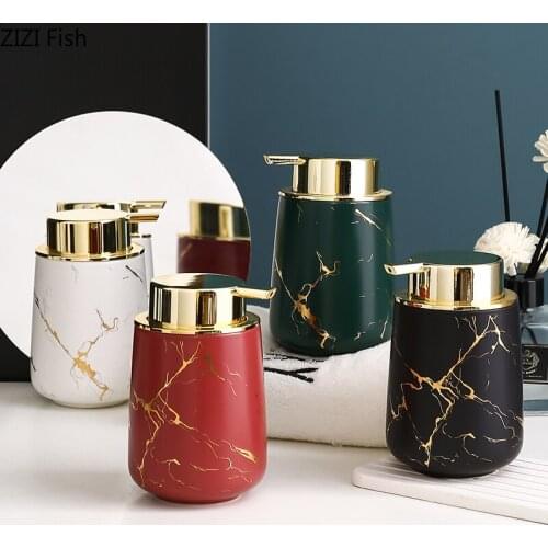 400Ml Imitation Marble Ceramics Soap Dispenser/Toothbrush Holder/Cup Hand Sanitizer Bottle High Capacity Bathroom Supplies