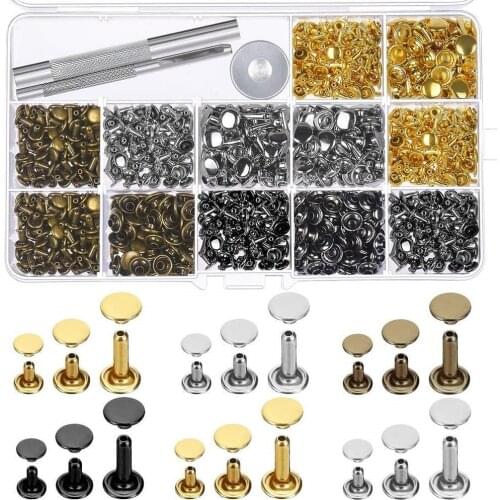 420 sets 6/8mm Metal Double Cap Rivets Studs Round Rivet for Leather Craft Bag Belt Clothing Garment Shoes Decor