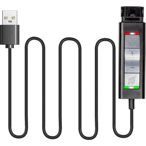 VoiceJoy QD Headset Adapter Quick Disconnect to USB Cable for Plantronics QD Headsets with Volume and Mute Switch