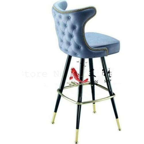 American solid wood bar chair European retro creative high stool modern minimalist fashion bar chair bar stool cafe chair