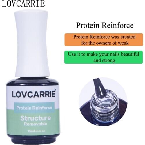 LOVCARRIE 15ML Protein Base Coat for Nails Professional Reinforce Structure Gel Bond for Manicure Strong Brittle Thin Nail Care