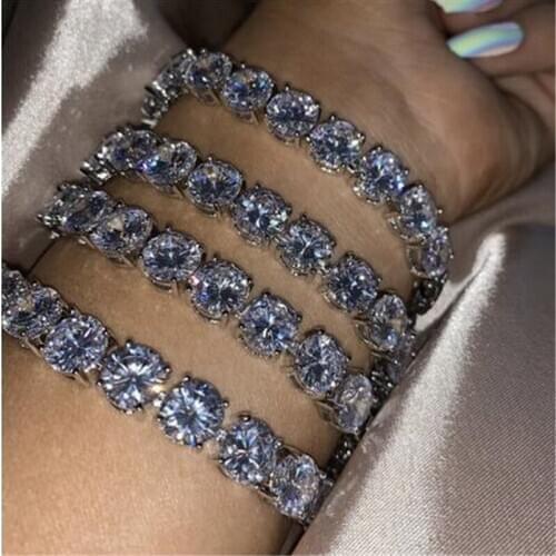 Tennis 8mm AAAAA cz Stone Bracelet Bangle White Gold Filled Bijou Trendy Party Wedding Bracelets For Women men Hiphop Jewelry
