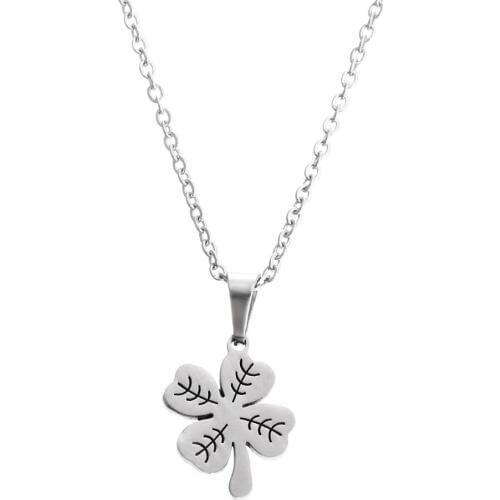 Everfast 1pc Unique Clover Pendant O Chain Chokers Necklaces Stainless Steel Necklace For Women Jewelry Ali Moda Dropship