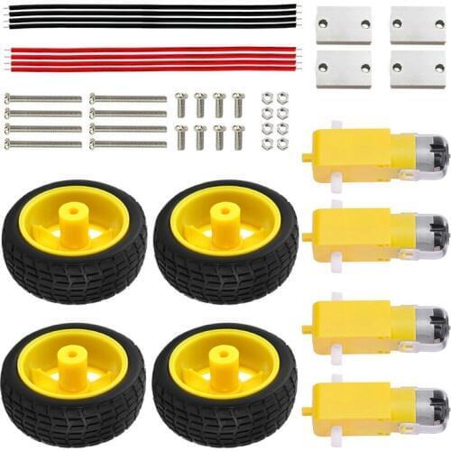 DC 3V-6V Gear TT Motor + Tire Wheel Kit for Arduino DIY Smart Car Robot Electric Wheel Kit Durable Anti-Interference
