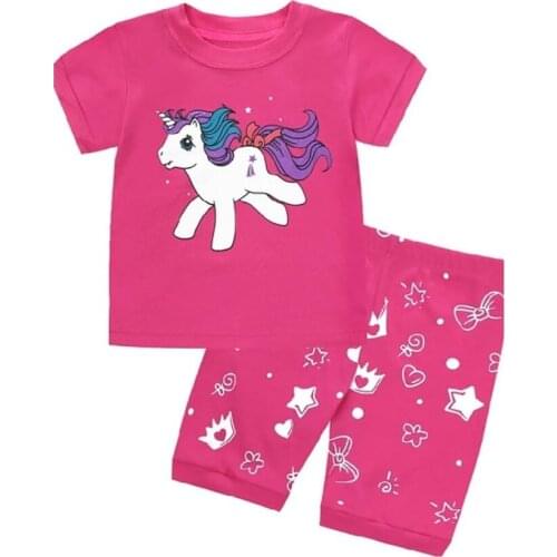 Children Pajamas Summer Clothing Set For Boys Girls Tops+ Short Pants Shorts Kids Sleepwear Cartoon Homewear Cotton Cute Pyjamas