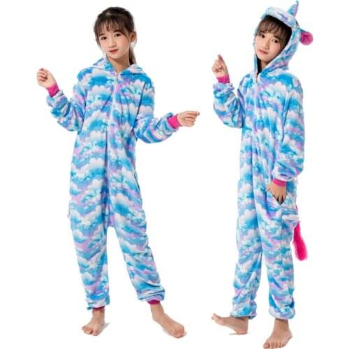 Kids Stitch Unicorn Kigurumi Onesie Boy Girl Halloween Costume Fancy Animal Cosplay Child Baby Funny Carnival Overall Jumpsuit