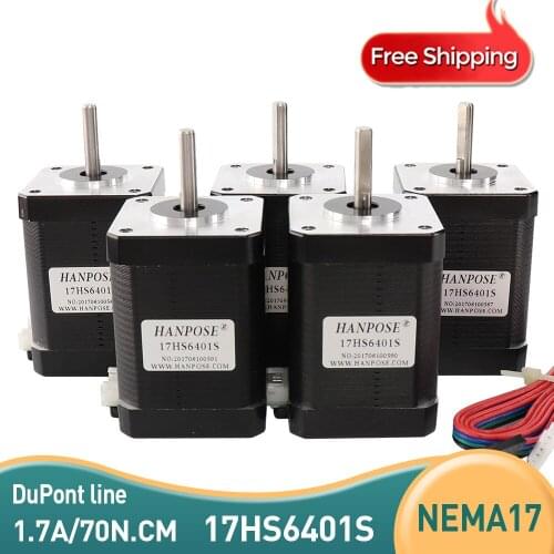 5pcs 3D printer motor 1.8A, 0.73NM, 4-wire NEMA 17 stepper motor 17HS6401S-D 60mm 2-phase hybrid stepper motor for CNC