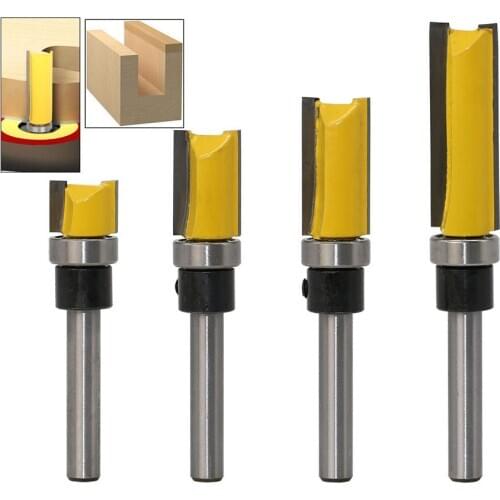 ZHCY 1pcs 1/4'' Shank Copy Type Trimming Knife Flush Router Bit Wood Carbide End Woodworking Milling Cutter 10 20 25 38mm