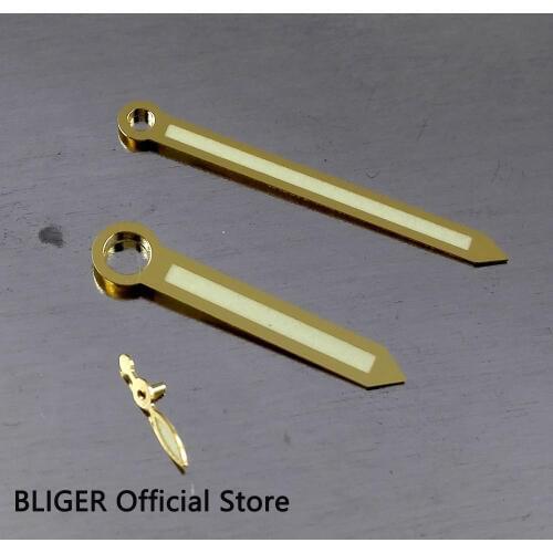 Classic BLIGER High quality Yellow Golden Edge Luminous Watch Hands Fit For ETA 6497 6498 ST36 Hand Winding Movement H1