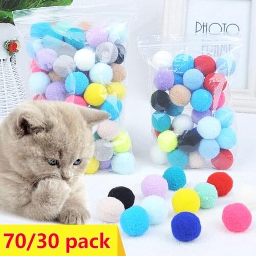 Colorful Soft Cat Wool Ball Toys Rainbow Cat Toy Balls Soft EVA Foam Interactive Kitten Activity Chase Quiet Play Sponge Balls