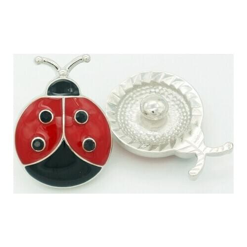 Hot sale beauty elegant Oil lovely ladybug 18MM snap buttons fit snap bracelet snap jewelry wholesale KZ1043