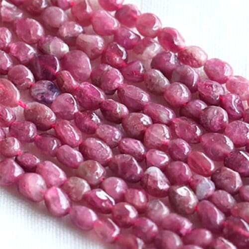Discount High Quality Natural Genuine Pink Tourmaline Nugget Loose Beads Free Form 5-6mm Fit Jewelry 03683