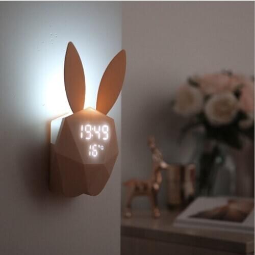 Night light bedroom alarm clock creative snooze sound control electronic alarm clock with night light creative electronic pink