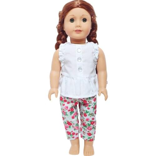 Newest Spring Doll Outfit Short Lace Blouse Flower Pants Daily Wear Clothes for American 18 Inch Girl Baby Girl Doll Accessories