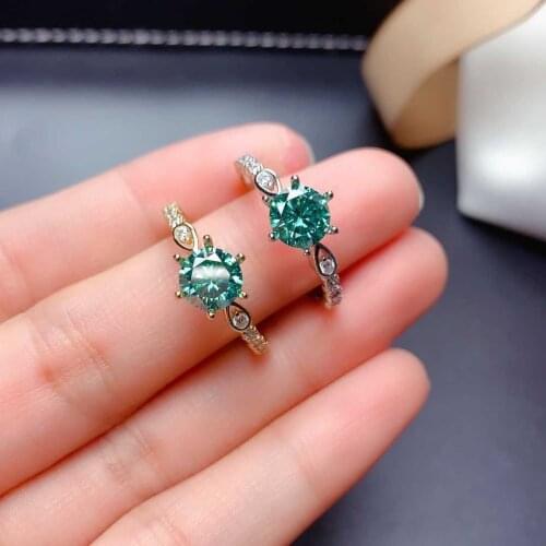 New 925 Sterling Silver Ring Micro-Inlaid Green Simulation Diamond Ring Female Charm Jewelry Gift