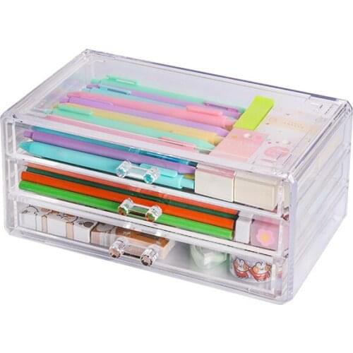 New Watercolor Pen Paintbrush Storage Box Document Holder Stationery Desktop Organizer Rack Multifunctional Cosmetic Case