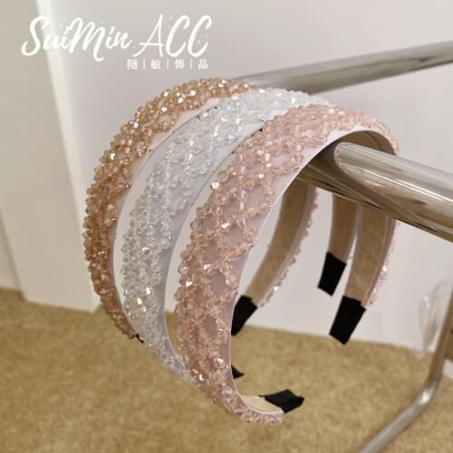 Full Crystal Beaded Headbands For Women Korea Hair Accessories Hair Band Hair Bows Crown Hairbands