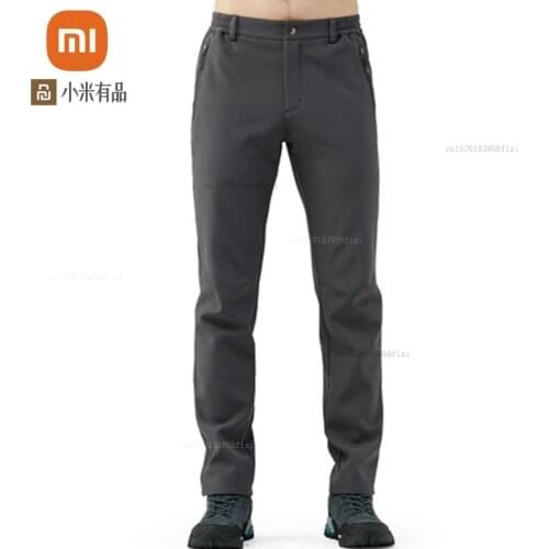 Xiaomi youpin autumn and winter trend casual pants plus velvet thick soft shell pants plus size mens trousers and trousers