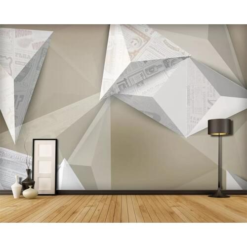 Beibehang Customized Large Wallpaper 3d Industrial Style Stereo Geometry Creative Abstract Newspaper Retro Background Wall paper