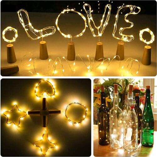 Wine Bottle Cork LED String Light 2M20LEDs Waterproof Copper Wire Colorful Fairy Lights Wedding Ceremony party Home Decor 10pcs