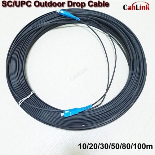 SC/UPC 100M Outdoor Drop Cable SC Simplex FTTH Drop Patch Cable Singlemode Fiber Optic Patch Cord Jumper Cable