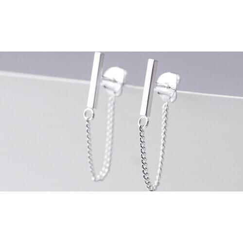925 Sterling Silver Tassel Stud Earrings For Women Girls Party Gift Pendientes Brincos Prevent allergy Female Jewelry