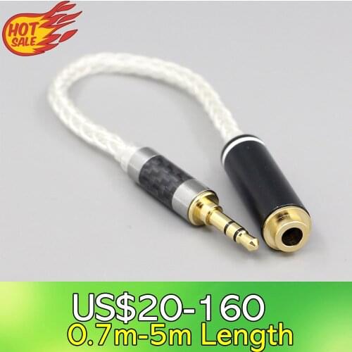 LN007464 Various length plugs 8 Cores Pure 99% Silver Headphone Earphone Cable For 3.5mm xlr 6.5 2.5mm male to 4.4mm female